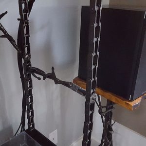 Stereo stand - reclaimed live edge wood